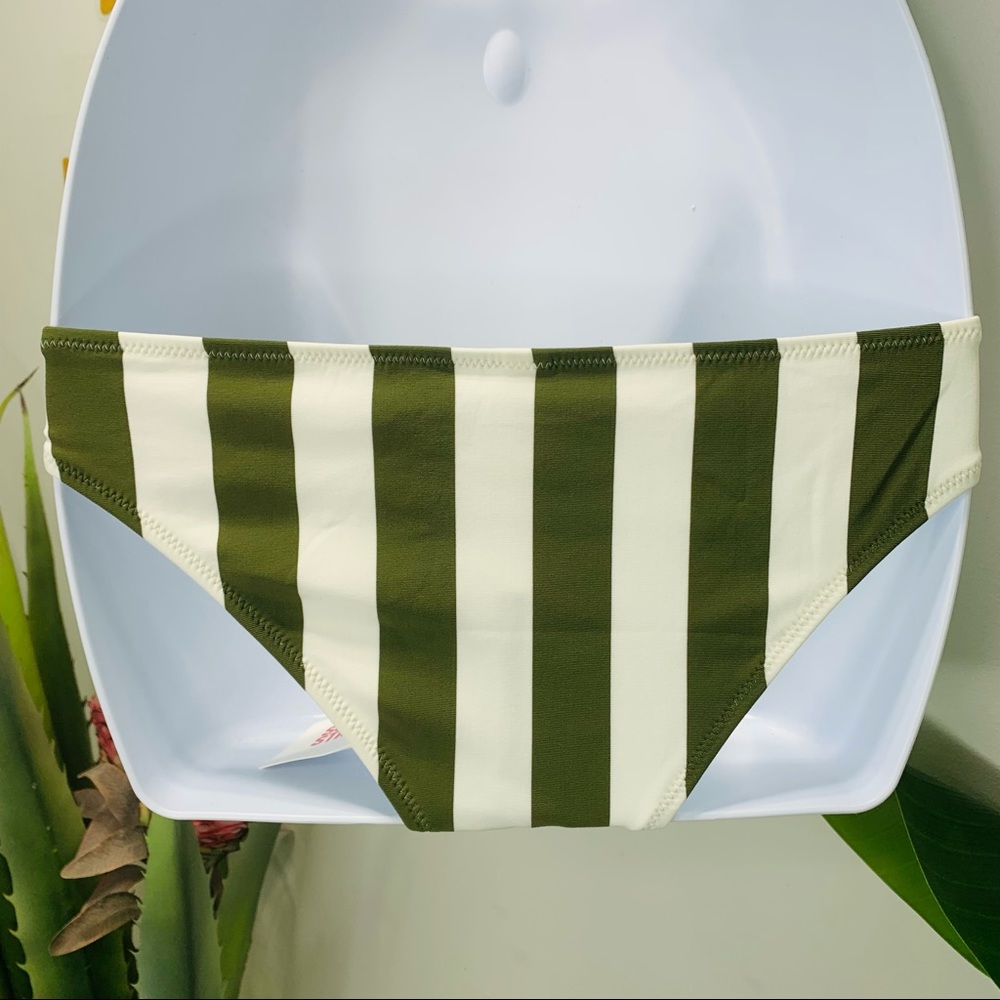 SOLID & STRIPED The Elle Bikini Bottom Olive Green White Stripe Swim Sma… - Picture 9 of 14